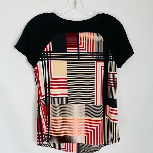 Roz & Ali Geometric Black Red Tan Too Size SP - Picture 4 of 5
